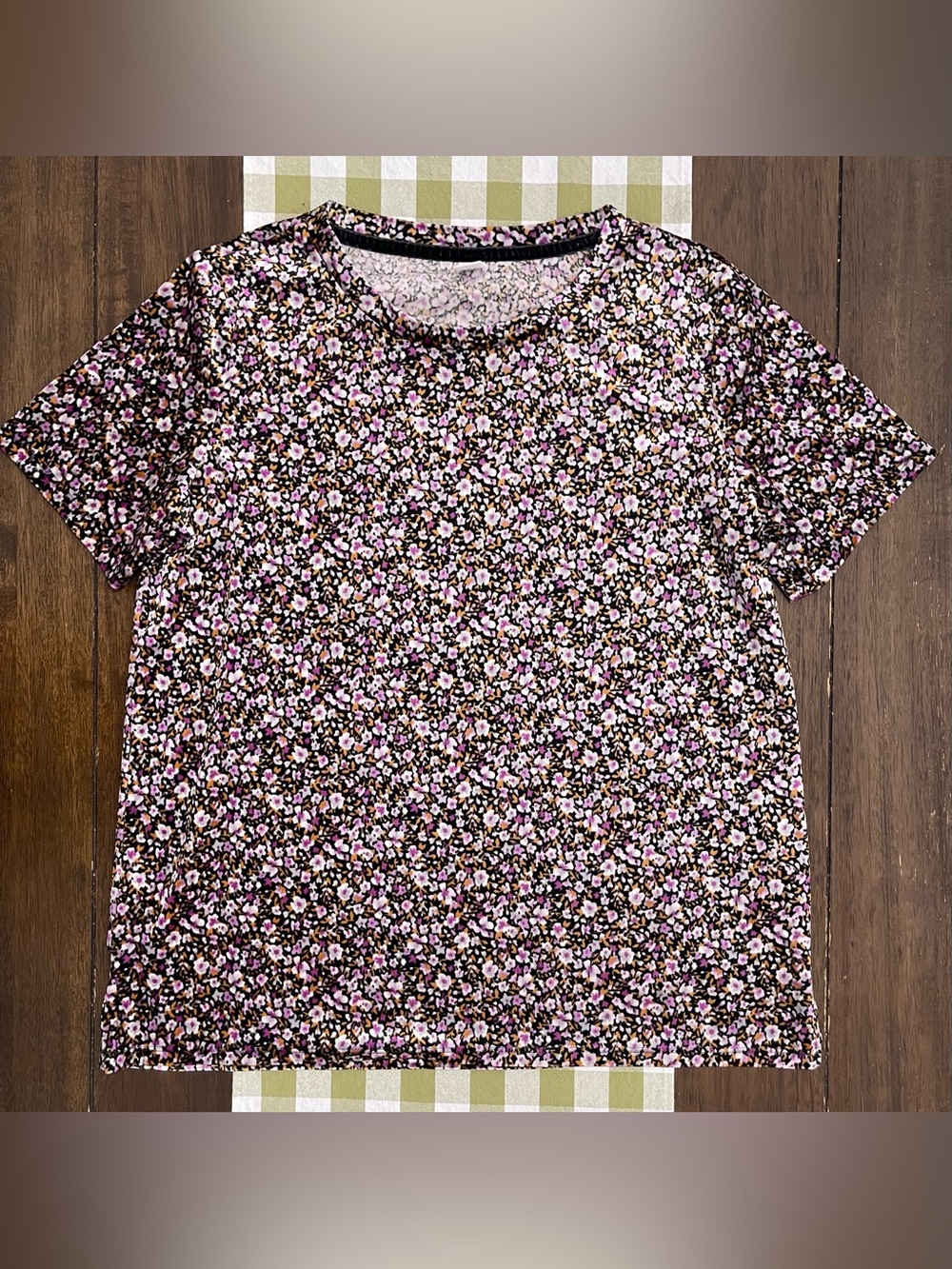 Old Navy vWomen's Velvet Pink Purple & Brown Floral Short-Sleeve Tee